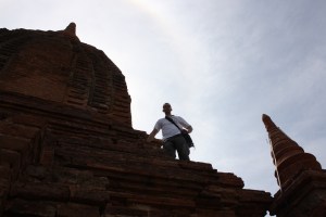 Temple climbing in Bagan.  